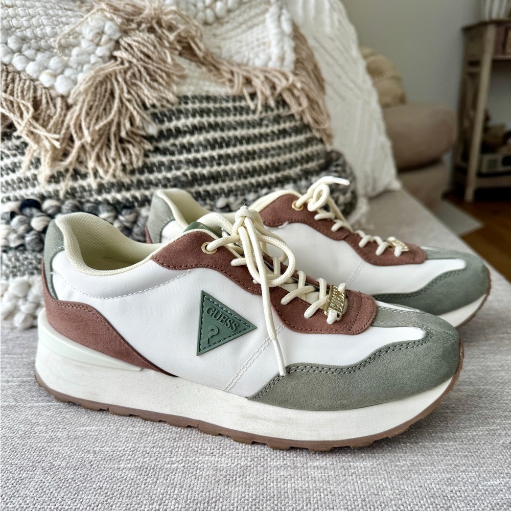 Guess cream, brown and sage sneakers